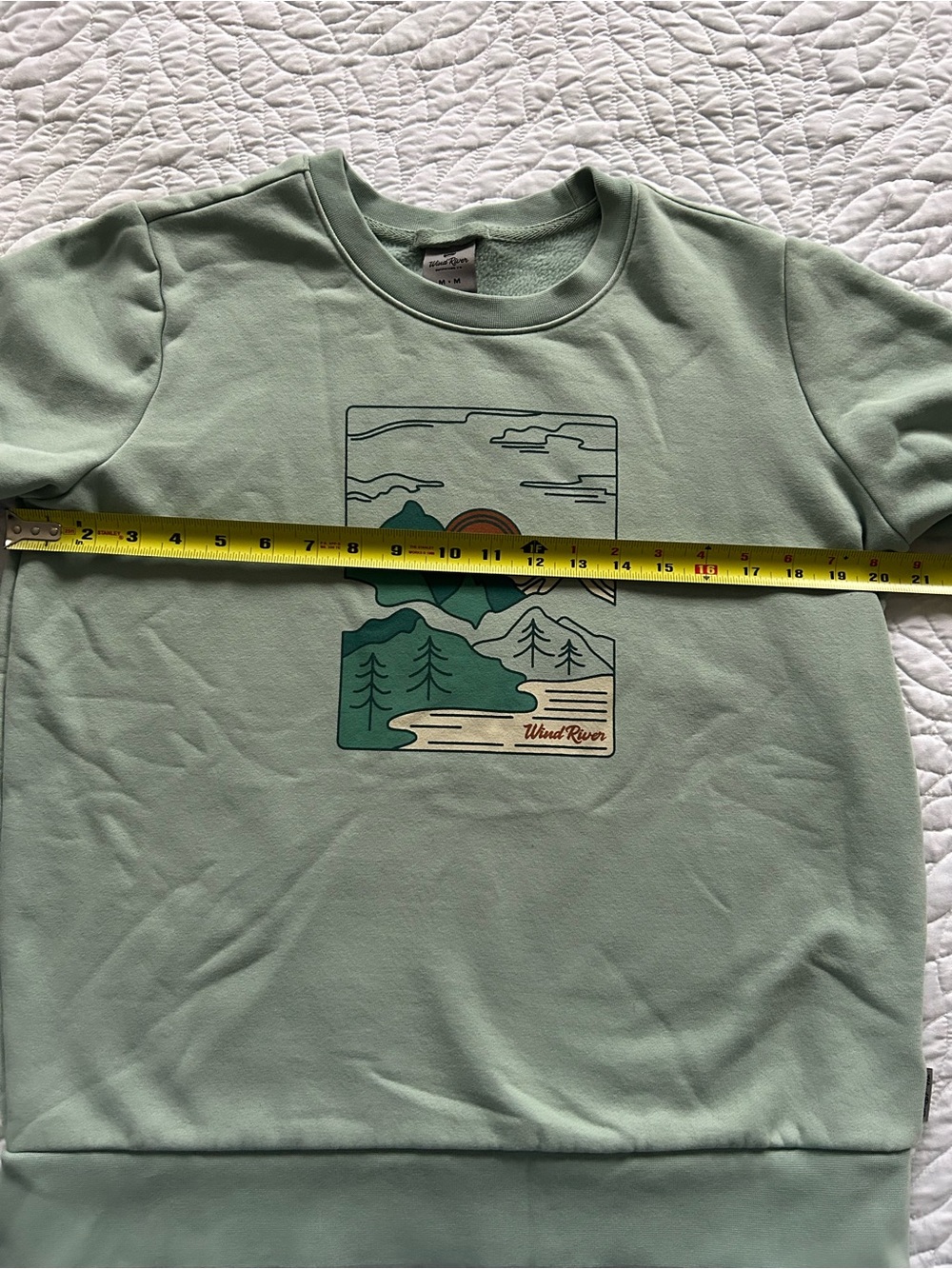 Wind River Crewneck Sweatshirt Landscape Graphic Sage Green Size M - Picture 9 of 14